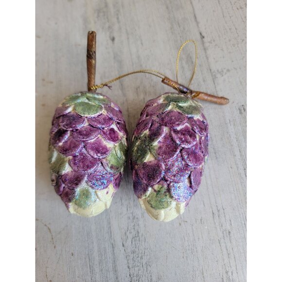 Unique glitter purple Grapevine set ornament Xmas - Picture 2 of 5